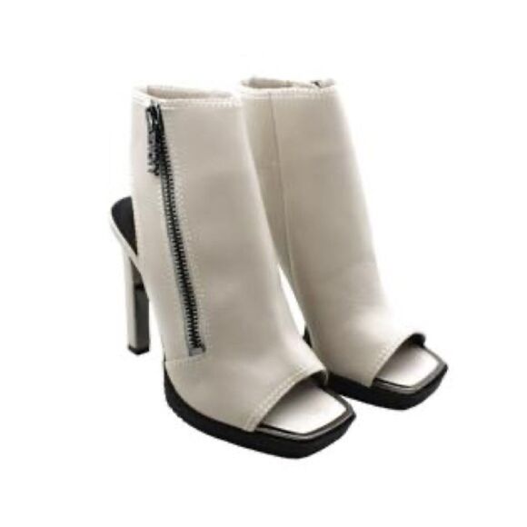 NEW DKNY Malia Square Toe Slingback Shooties Women Sz 9 Ivory Leather Block Heel - Picture 3 of 13